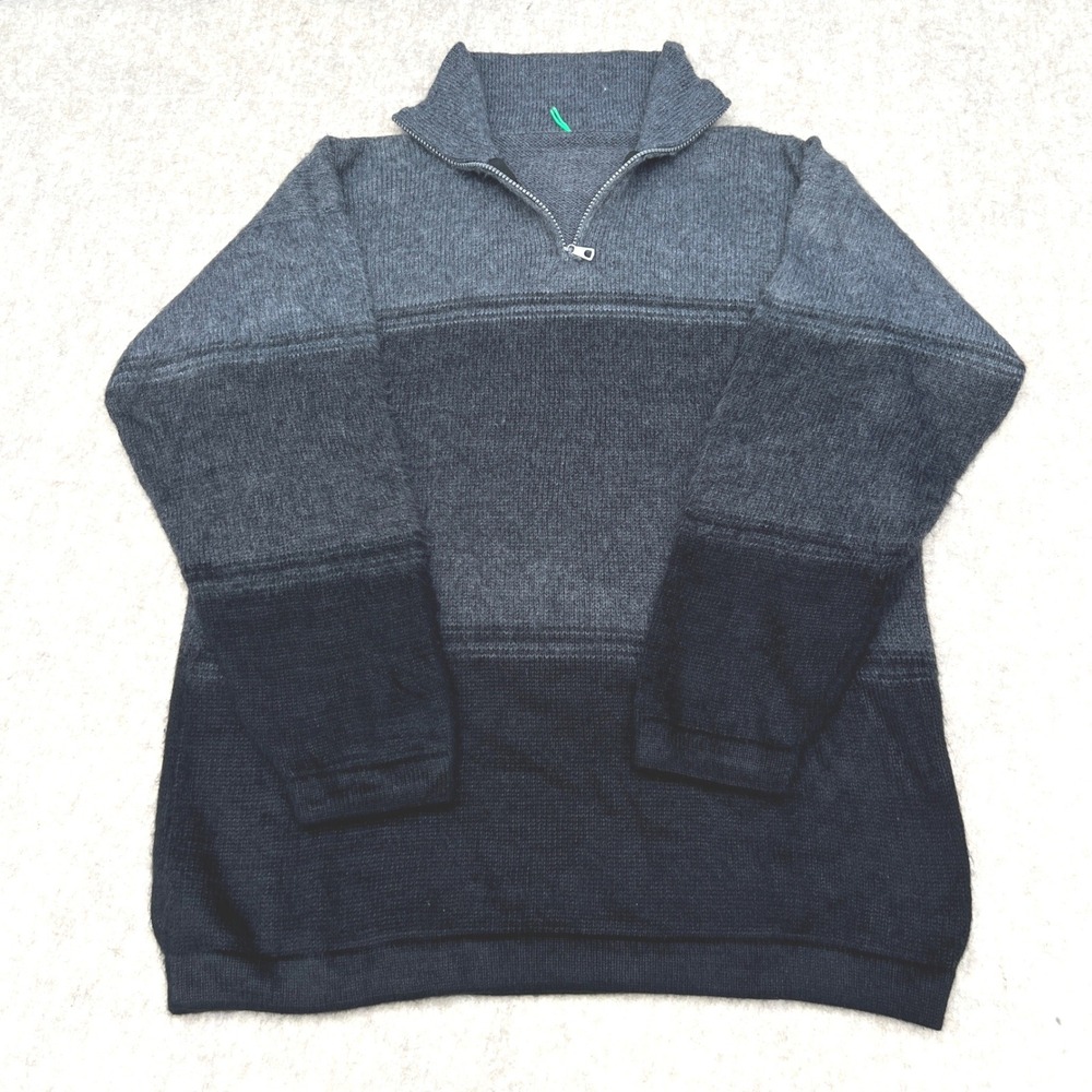 Unisex Wool, possible Cashmere Ombre Stripe Quarter Zip Sweater Charcoal Gray